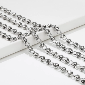Polished silver stainless steel thick link chain for DIY punk hip hop necklace jewelry