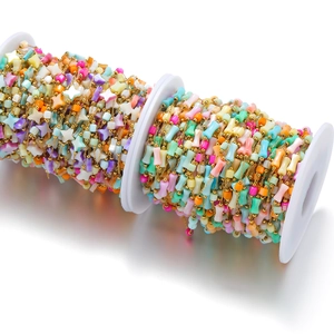 Gold Plated Stainless Steel DIY Chain With Colorful Star Heart Clover Shell Beads Jewelry Making Link Chain For Women