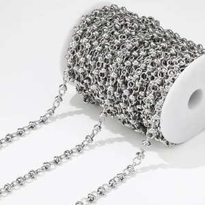 Stainless Steel Heavy Round Loop Knot Chain For DIY Men Women Hip Hop Punk Necklace Bracelet Making Jewelry Accessory