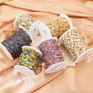 Colorful diamond glass crystal bead chain in stainless steel for DIY jewelry making