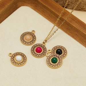 Pendentifs bohémiens en pierre naturelle creuse dorée et ensemble de collier DIY