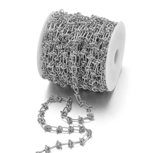 Chaîne à nœuds 8mm en acier inoxydable argenté pour création de bijoux punk hip hop