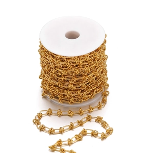 Rouleau de chaîne à nœuds 8mm en acier inoxydable doré pour colliers punk et bracelets