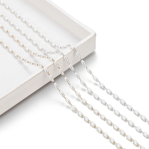 Collana a catena con perle ovali placcata oro 18K per gioielli fai da te con perle 6mm