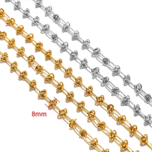 Chaîne à nœuds punk 8mm pour colliers et bracelets DIY en acier inoxydable or et argent