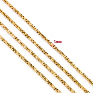 Goldene 3mm Edelstahl-Boxkette, quadratische Halskette für Schmuckherstellung Zubehör