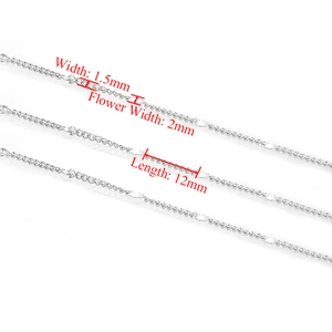 18K gold plated stainless steel textured chain with flower links for jewelry making