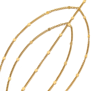 18K gold plated stainless steel curb chain necklace with embossed circular discs details