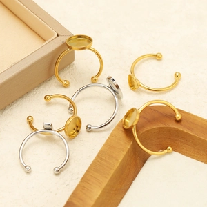 Adjustable Stainless Steel Ring Base For DIY Jewelry Making Blank Cabochon Setting Tray Finger Ring Findings For Women Men