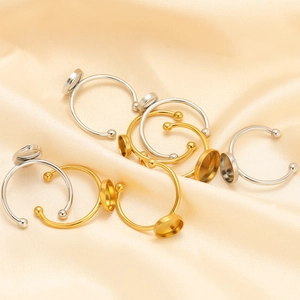 Adjustable stainless steel ring blanks in gold and silver for DIY jewelry making