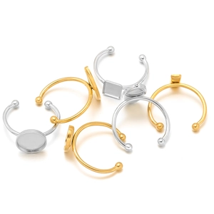 Adjustable stainless steel ring blanks in gold and silver for DIY jewelry making