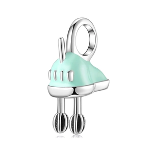 925 Sterling Silver Whisk Charm Mint Green Enamel Handheld Mixer Pendant For DIY Bracelet Necklace Creative Jewelry Making Gift