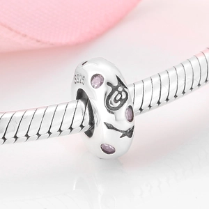 Charm séparateur en argent S925 avec pierres roses et émail pour bracelet serpent