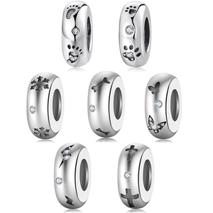 Original 925 Sterling Silver DIY Charm Bead For Bracelet Minimalist Zirconia Spacers Jewelry Accessories For Women Gift