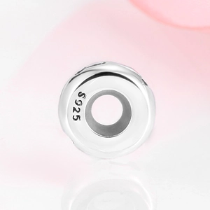 Polished S925 sterling silver spacer charm bead with smooth finish for DIY bracelets
