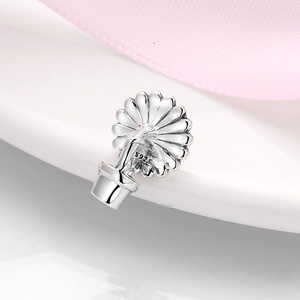 S925 ασημένιο charm ηλίανθος σε γλάστρα για DIY βραχιόλια και κοσμήματα