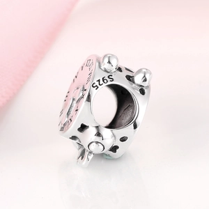 Creative S925 sterling silver alarm clock charm bead with Roman numerals for DIY bracelets