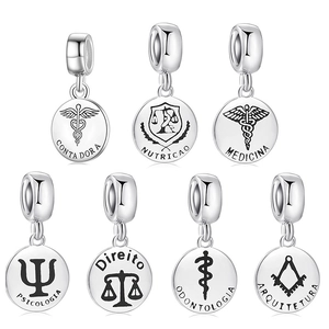 925 Sterling Silver Professional Dangle Charm Medicine Law Psychology Architecture Accounting For DIY Bracelet Women Jewelry