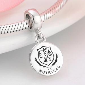 S925 sterling silver Nutricao pendant on snake chain featuring professional emblem