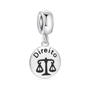 S925 sterling silver Direito pendant bead with scales of justice for DIY bracelets