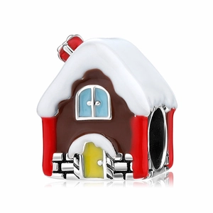 S925 sterling silver Christmas snow house charm bead with colorful enamel for DIY bracelets