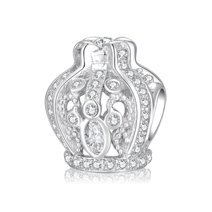925 Sterling Silver Hollow Crown Magic Lamp Heart Zircon Charms For DIY Bracelet Making Fashion Women Jewelry Accessories