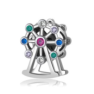 925 Sterling Zilver Reuzenrad Windmolen Charm Kraal Met Kleurrijke Zirkonia Voor Armband Ketting DIY Sieraden Maken