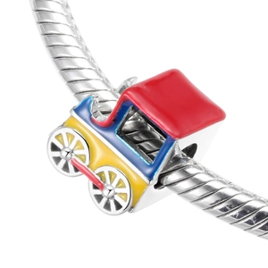 S925 Sterling Silber bunter Emaille-Zug-Anhänger für Schlangenarmbänder und Halsketten
