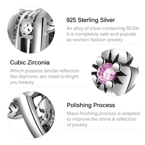 S925 Silber Anhänger mit rosa Zirkonia im Kranz-Design und polierter Oberfläche