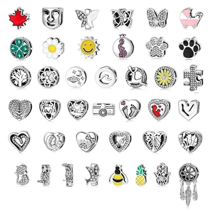 925 Sterling Silver DIY Charms For Bracelets Heart Animal Flower Life Tree Rhinestone Beads For Jewelry Making Women Gift
