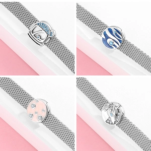 Macro di ciondoli e clip in argento sterling S925 per bracciali a maglia