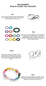 Macro detail of assembling a S925 silver clasp with colorful matte DIY link chain loops
