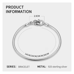 Detalle de la pulsera de serpiente en plata de ley S925 con cierre de 2,5 cm