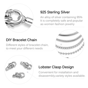 S925 sterling silver DIY bracelet set with cartoon bear lobster clasp and assorted chains
