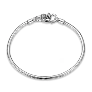 Pulsera clásica de cadena de serpiente de plata de ley S925 con un dije de personaje animado