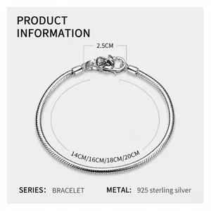 Schlangen-Armband aus 925 Sterlingsilber mit Affen-Verschluss in vier verschiedenen Größen