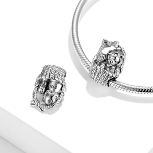 S925 Sterling Silver Teddy Bear in Basket Bead Charm for DIY Bracelets and Jewelry