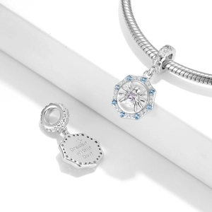 925 Sterling Zilver Spin Bedeltje Hanger Voor Armband Ketting Paars Blauw Zirkonia Halloween DIY Sieraden Maken