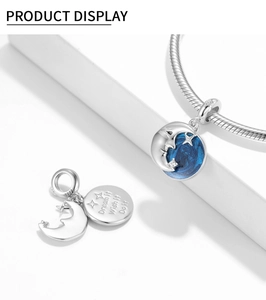 Detailansicht S925 Sterlingsilber Mond Anhänger mit Dream it Wish it Do it Gravur