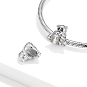 S925 sterling zilveren berenbedeltje met Merry Christmas gravure voor DIY armbanden