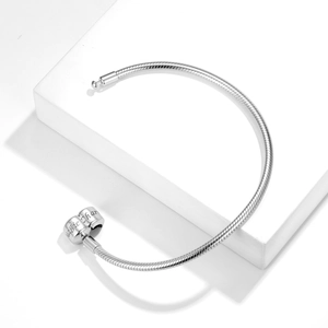 Minimalist 925 sterling silver snake chain bracelet with Magic Charm engraved clasp