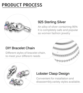 Detailed macro view of S925 sterling silver lobster clasp with intricate floral engraving