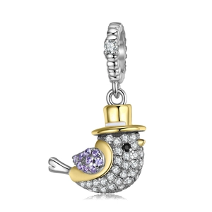 S925 Sterlingsilber Taube Anhänger mit Zirkonia für Halsketten und Armbänder