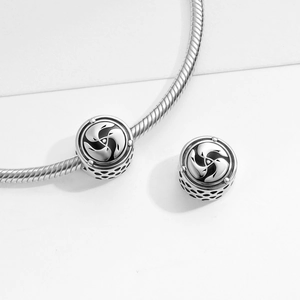 S925 sterling silver triple fish symbol bead on snake chain bracelet for DIY jewelry