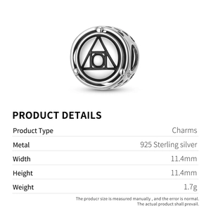 Philosopher's Stone symbol charm in S925 sterling silver with geometric alchemy design