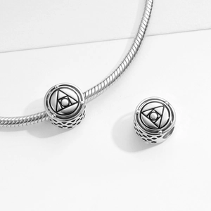 925 sterling silver Philosopher's Stone charm bead with geometric triangle design