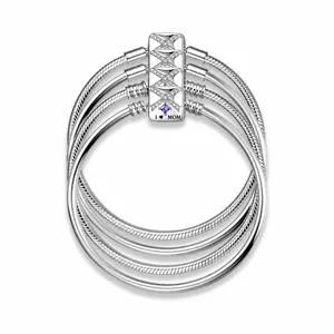 Bracelet Maille Serpent en Argent Sterling 925 Pour Femmes Avec Fermoir Coeur Zircone Violette Gravé I Love Mom Bijoux Cadeau