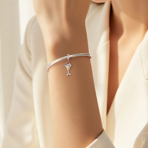 Bracelet chaîne serpent en argent 925 avec pendentif cocktail aux zircons multicolores