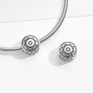 S925 sterling silver Rub El Hizb star charm bead with hollow mesh for DIY bracelets