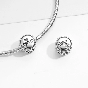 S925 sterling silver Flying Spaghetti Monster charm on snake chain bracelet